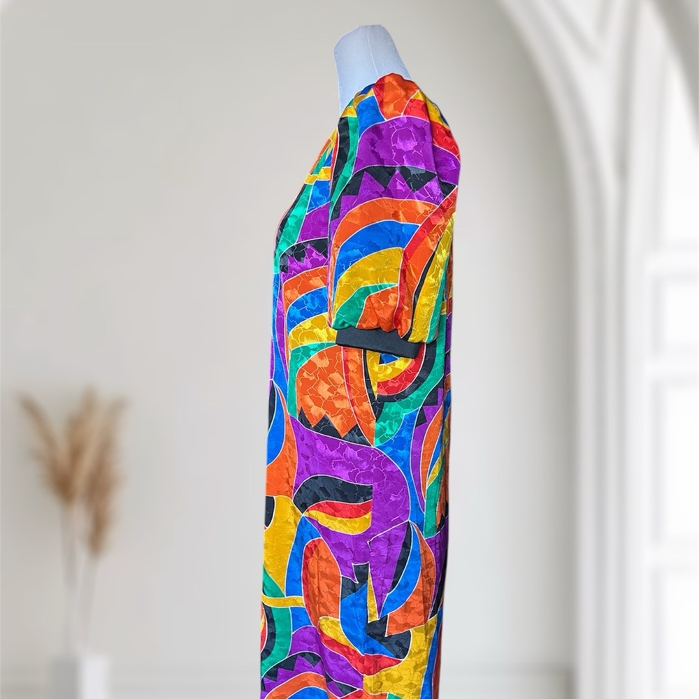 Vintage Toni Petite 8P Geometric Abstract Sheath Dress 80s 90s Retro - Picture 3 of 8